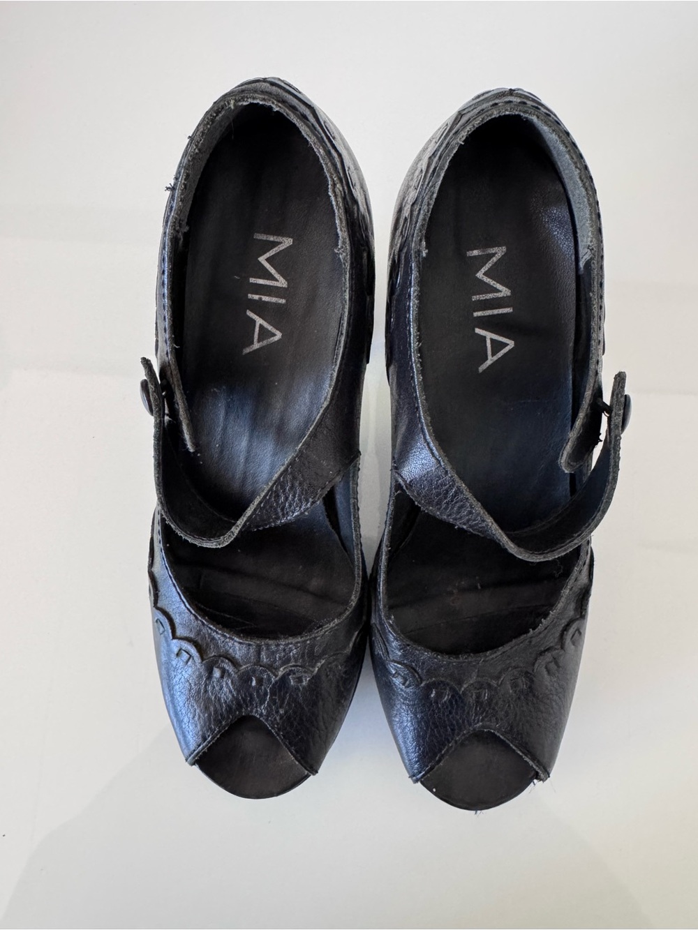 Black Peep-Toe Mary Jane Platform Heels - Picture 4 of 4